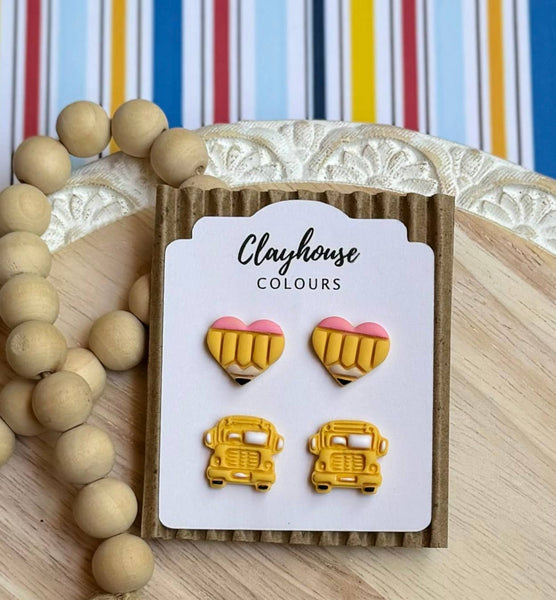 Clayhouse Colours - School Studs |  Teacher Earrings