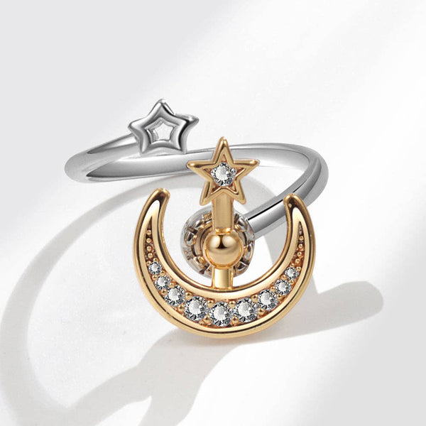 Perimade & Co. LLC - Moon Star Anxiety Fidget Spinner Ring in Solid Copper