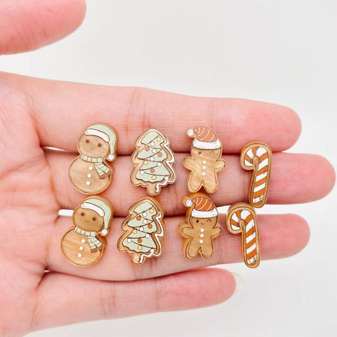 Mio Queena - Christmas Tree,Gingerbread Man,Snowman,Crutches Ear Studs