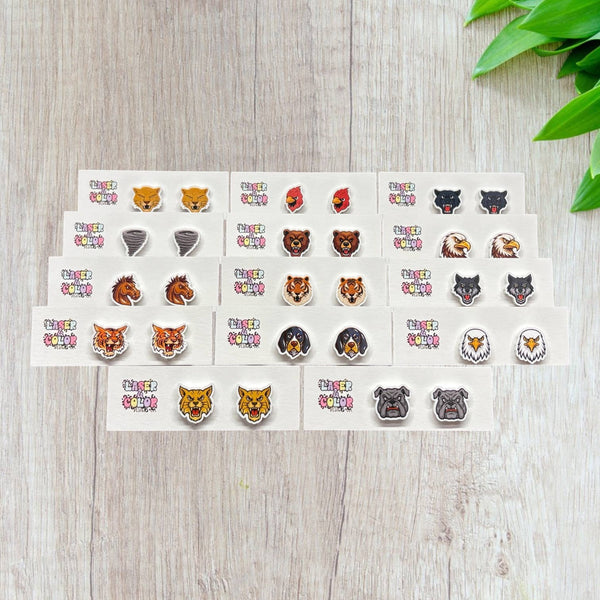 Laser & Color Designs LLC - Mascot Earrings, Football, Team Spirit, School