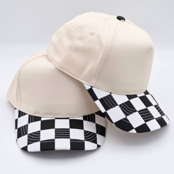 Trendy Transfers - Black & White Cotton Checkered Blank Hats