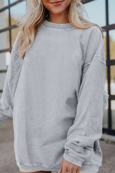 Pretty Bash - Ribbed Oversized Long Sleeve Sweatshirt: XL / Apricot