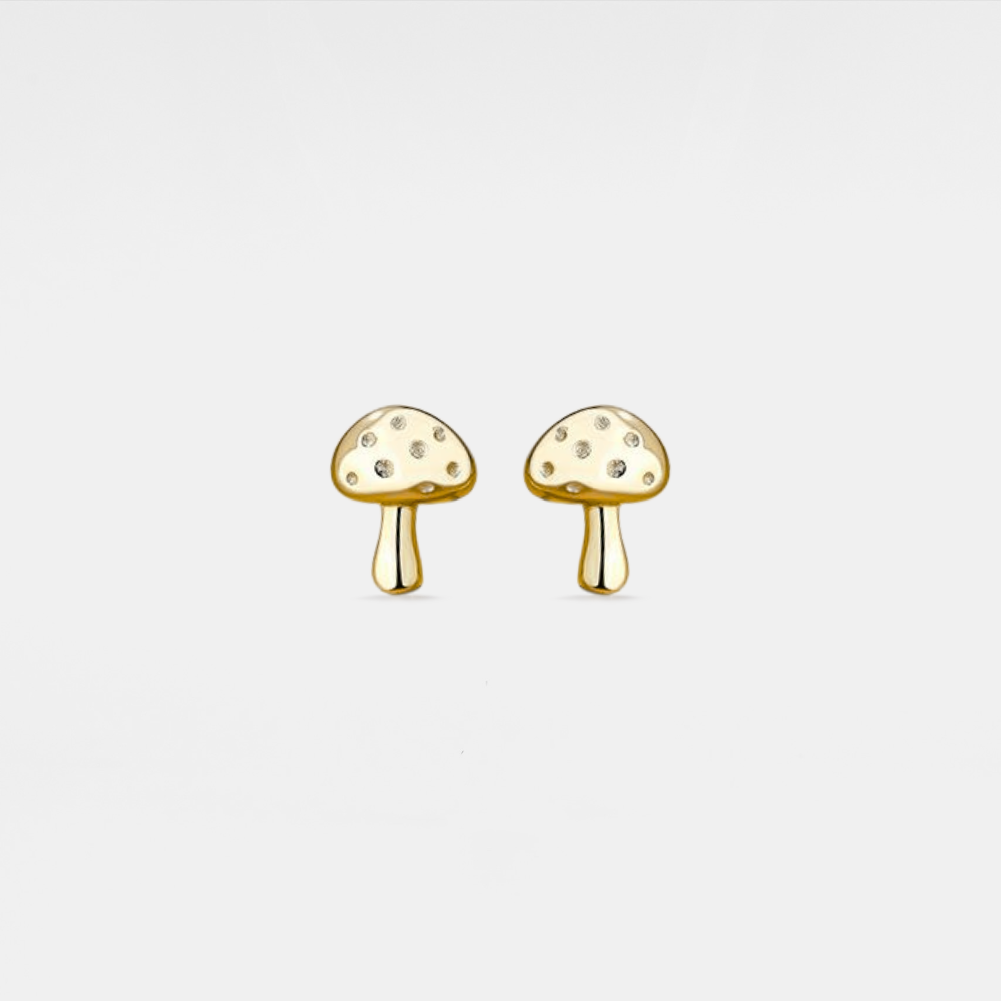 Perimade & Co. LLC - Dainty Cute Mushroom Stud Earrings in 925 Sterling Silver