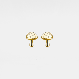 Perimade & Co. LLC - Dainty Cute Mushroom Stud Earrings in 925 Sterling Silver