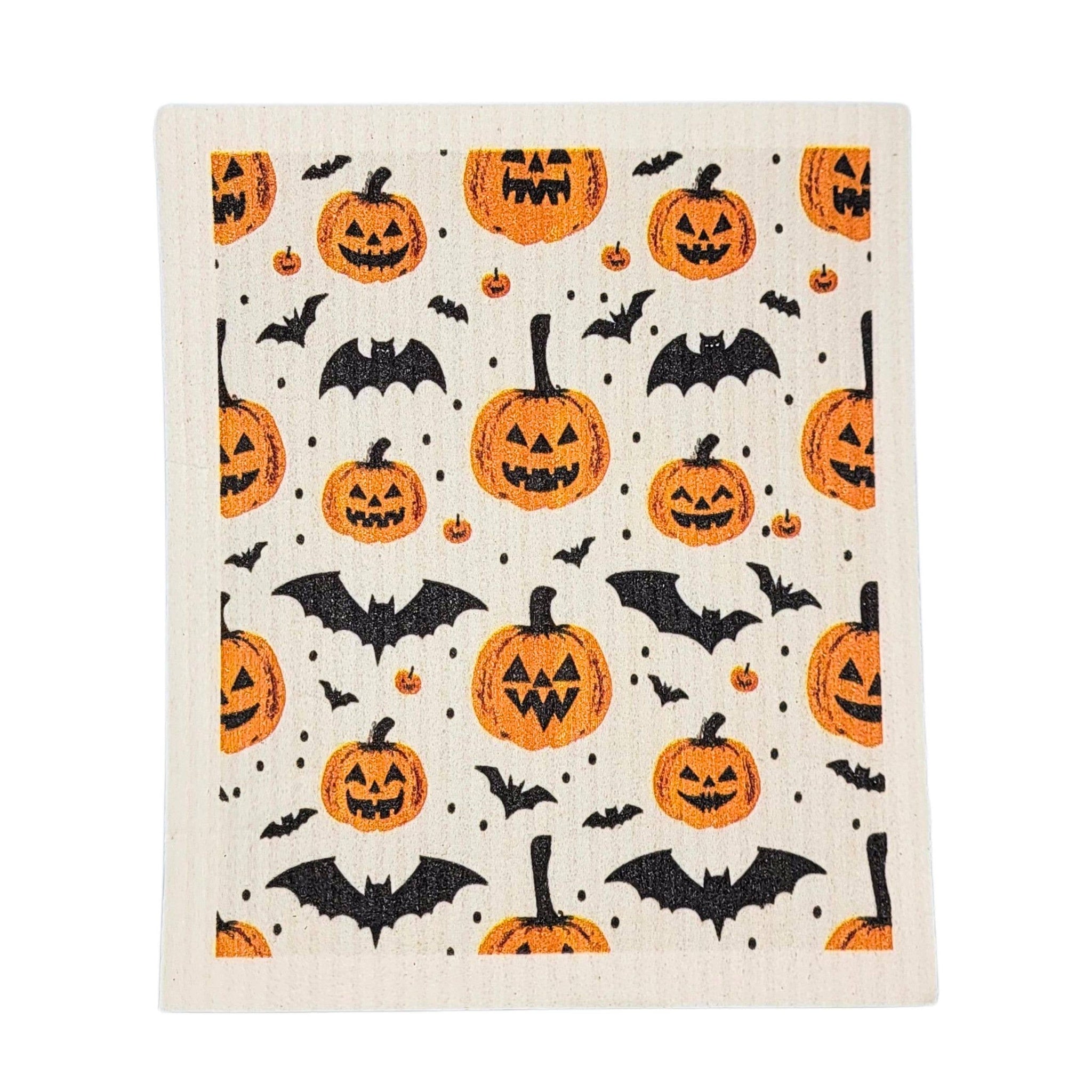 Driftless Studios - Pumpkins & Bats Halloween Swedish Dishcloth
