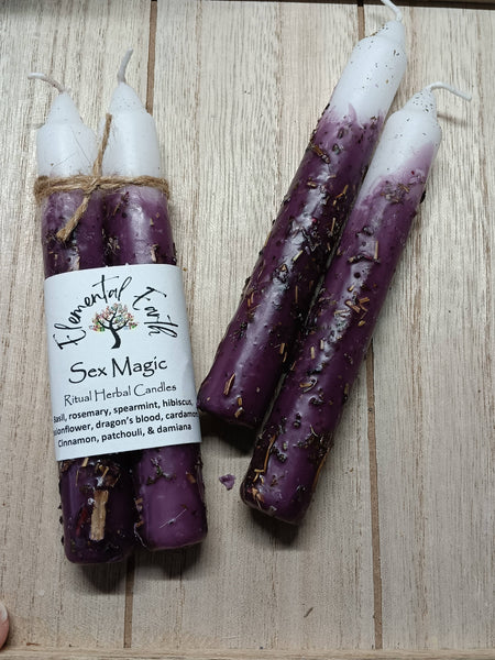 Elemental Earth Shop - Sex Magic 6 inch Herbal Intention Candles