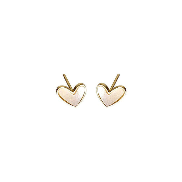 Perimade & Co. LLC - Mother of Pearl Heart Stud Earrings in 925 Sterling Silver
