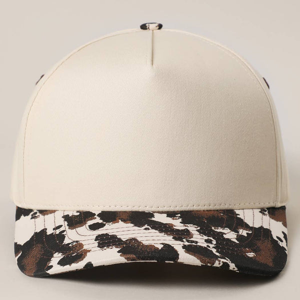 Fashion City - Two Tone Cow Printed Brim Canvas Trucker Hat