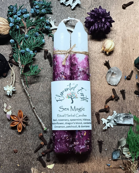Elemental Earth Shop - Sex Magic 6 inch Herbal Intention Candles