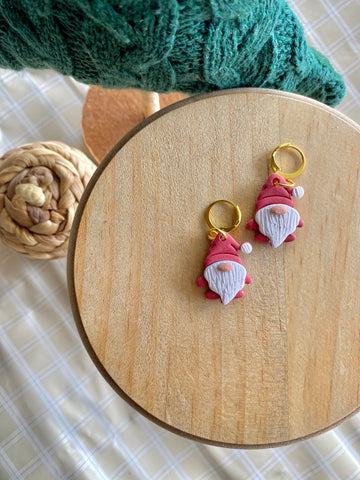 Terra Made - Small red gnome dangle earrings