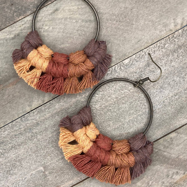 HK Macrame Jewelry - Large Multicolored Fringe - Fall Mix 1