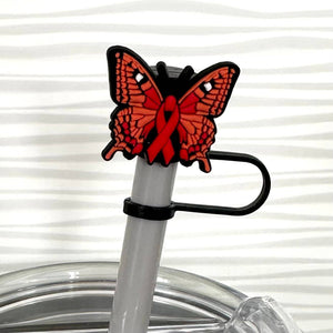 iconic mi - Straw Cover Awareness Month Red Ribbon 10mm