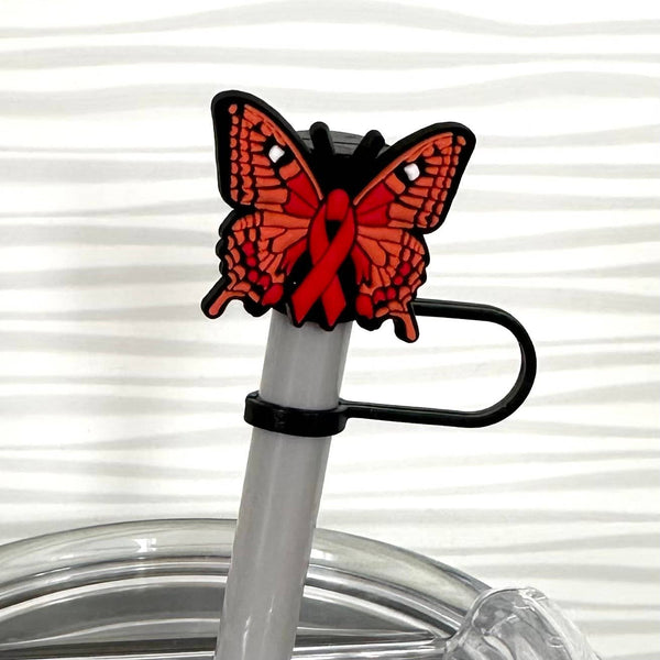 iconic mi - Straw Cover Awareness Month Red Ribbon 10mm