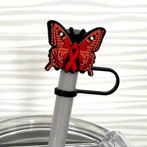 iconic mi - Straw Cover Awareness Month Red Ribbon 10mm