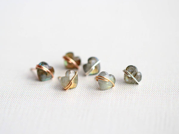 Saressa Designs - Heart Studs - Labradorite