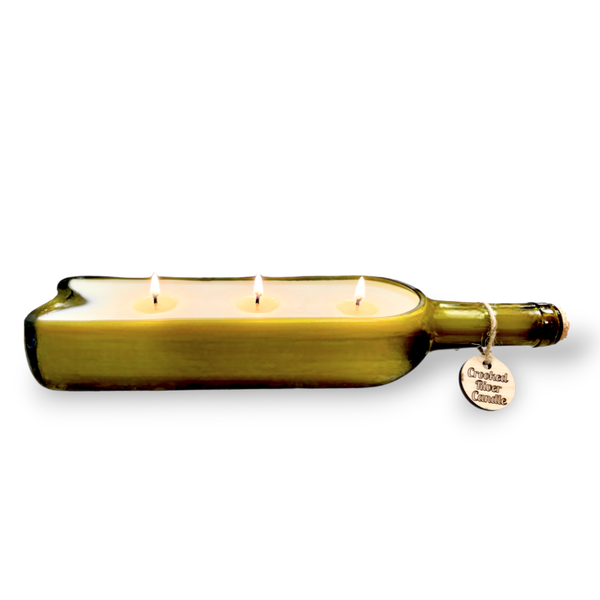 Crooked River Candle - Christmas Cabin | Holiday Wine Bottle Candle | 3 Cotton Wick