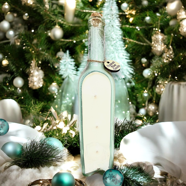 Crooked River Candle - Christmas Cabin | Holiday Wine Bottle Candle | 3 Cotton Wick