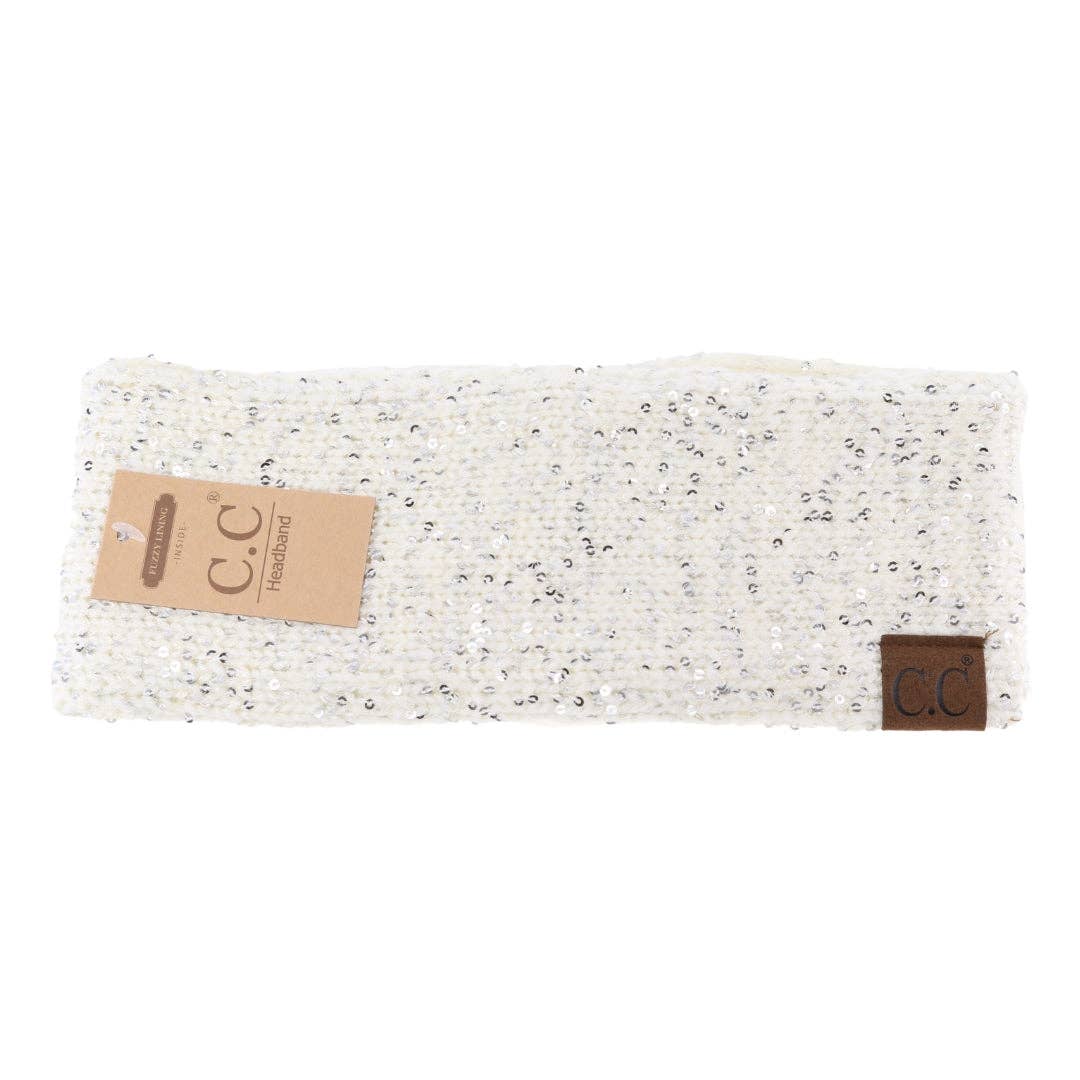 C.C Beanie - Fuzzy Lined Scatter Sequin Fashion Headband for Women