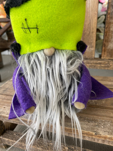 A Gnome on the Roam - Frankenstein Gnome, handmade stuffed garden gnome, shelf sit