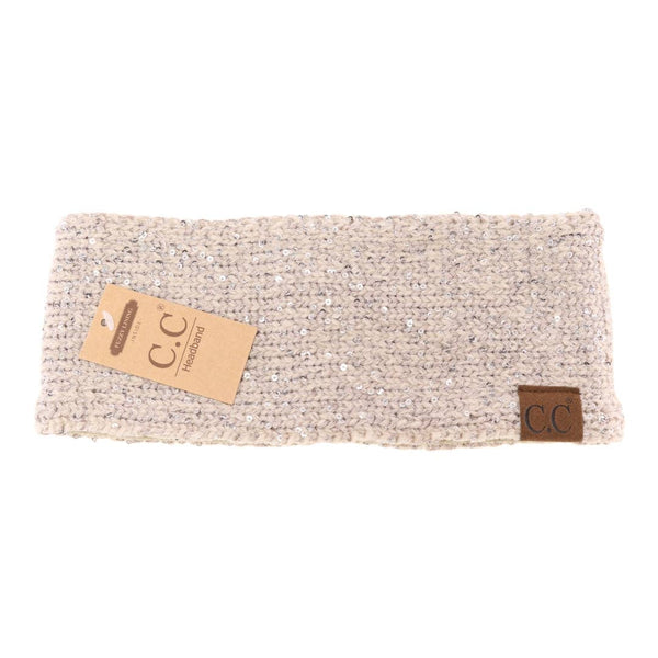 C.C Beanie - Fuzzy Lined Scatter Sequin Fashion Headband for Women
