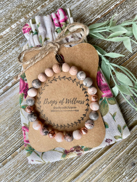 Drops of Wellness Goods - Stone Stretch Bracelet, Boho Bracelet, Sweet Rose