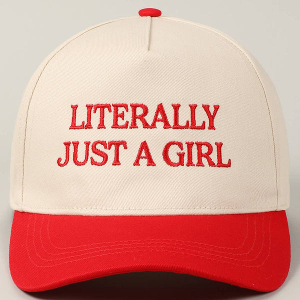 Fashion City - Literally Just A Girl Embroidery Two Tone Trucker Hat