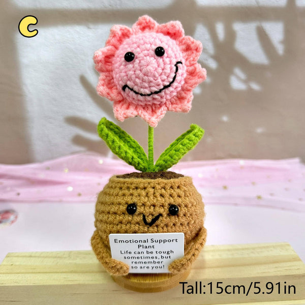 TOMOPOD LLC -  Crochet Flowers in Pot, Sunflower, Cute Daisy Support Gift