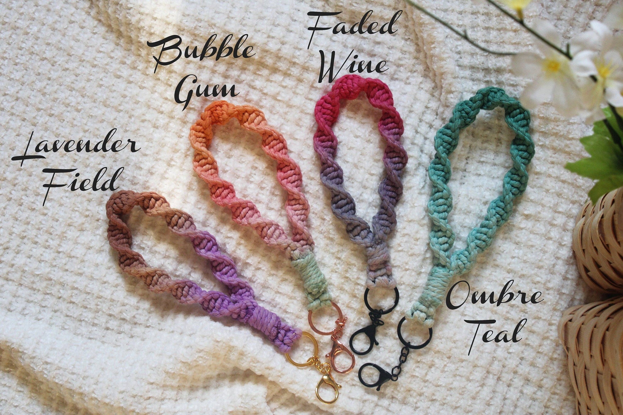 Handmade By Uruba - Handmade ombre dip dyed Macrame Wristlet Keychain