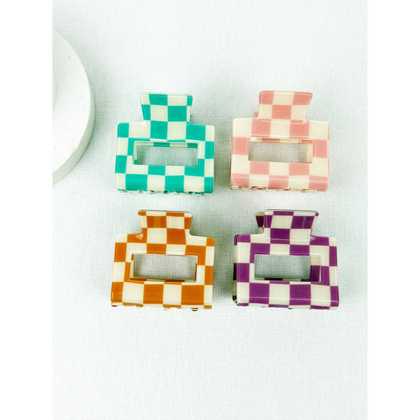 Love and Repeat - Colorful Checkered Medium Size Hair Claw