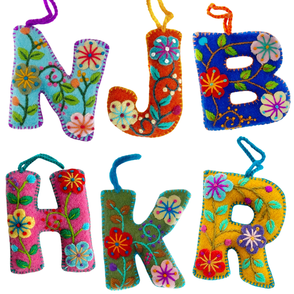 Ornaments 4 Orphans - Colorful Letter Ornament Bundle BHJKNR, 6 Pack
