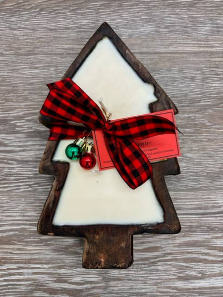 Plaid Rooster Co - HOLIDAY Xmas Tree Dough Bowl Candle: White Tree (Winter Woods scent)