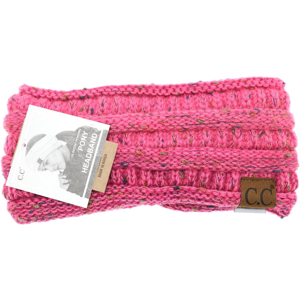 C.C Beanie - Ombre Ribbed Flecked Women's Fashion Ponytail Headband