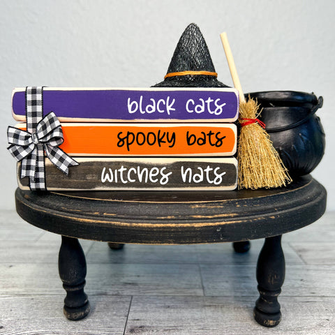 Ruaille Buaille Co - October home decor | Mini book stacks Halloween - Witches