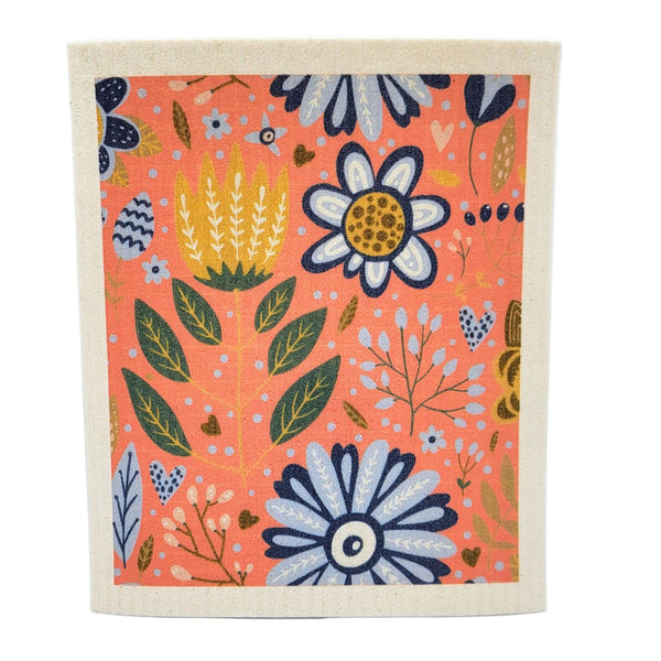 Driftless Studios - Coral Spring Flowers Swedish Dishcloths - Spring Decor