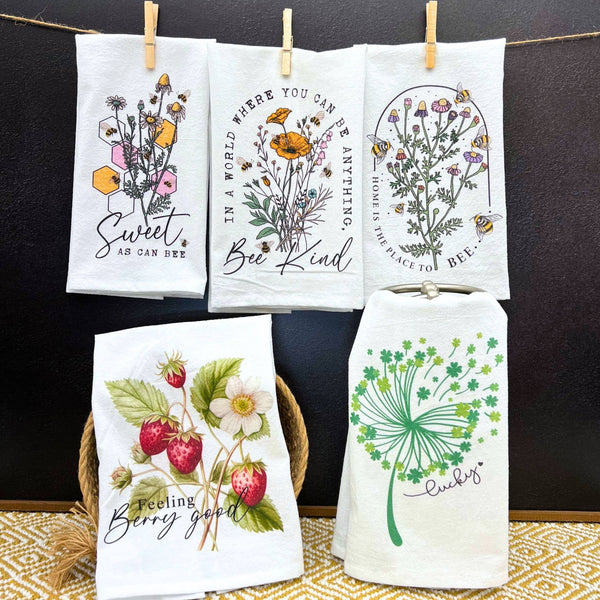 Driftless Studios - You Can Be Anything Bee Kind Tea Towels Spring Bee Decor