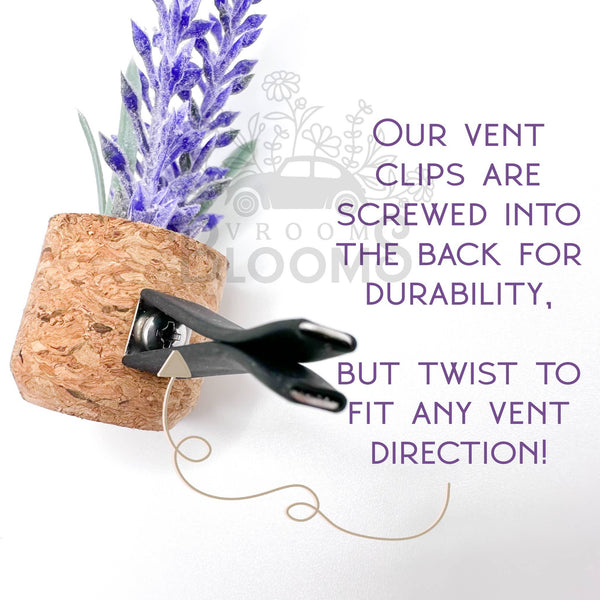 Vroom Blooms - Short Aloe Vera Plant Vent Clip Car Air Freshener (Reusable)