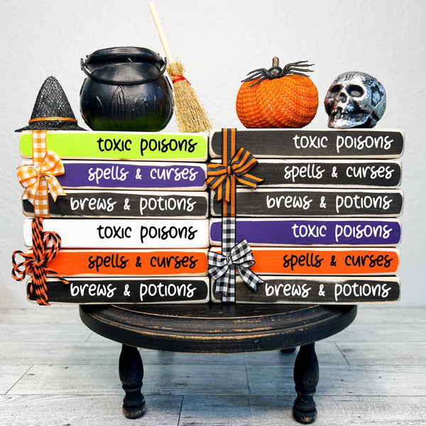 Ruaille Buaille Co - October home decor | Mini book stacks Halloween - Poisons