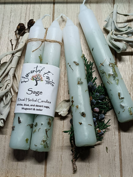 Elemental Earth Shop - Sage Herbal Intention Candles