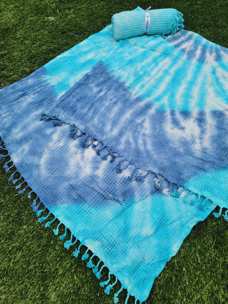 EBRU Home - 4 WAFFLE THROW/ Blanket , Assorted Tie-Dye Waffle Towel