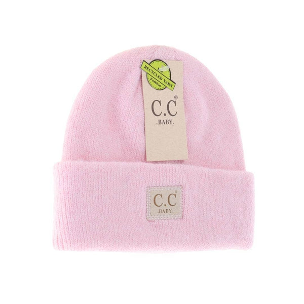 C.C Beanie - Soft Ribbed Leather Patch C.C. Newborn Knit Hat