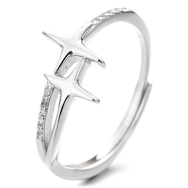 Perimade & Co. LLC - Dainty Star Stacking Band Ring in 925 Sterling Silver