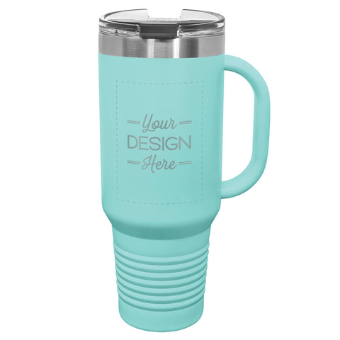 Susquehanna Glass Company - Custom Artwork Insulated Travel Mug & Lid, 40 oz: Aqua