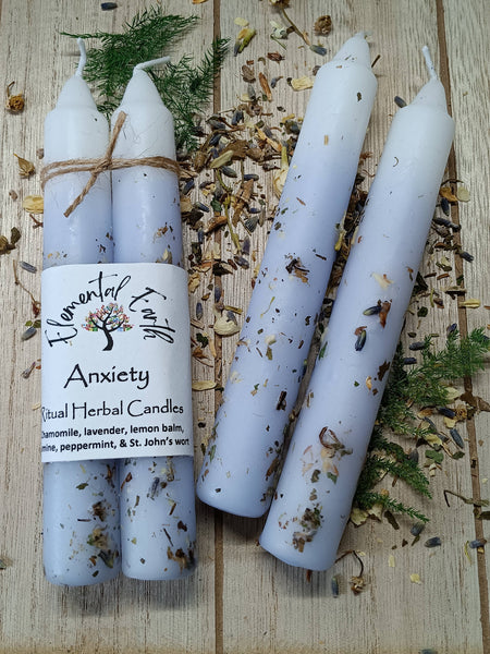 Elemental Earth Shop - Anxiety Herbal 6 inch Candles