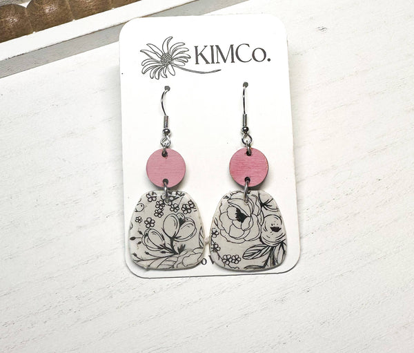 KIMCo. - Polymer clay earrings - Everyday - Black & White Blooms