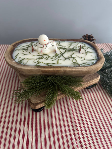 Shells Primitives/No Place Like Home - Snowman Dough Bowl Soy Wax Candle 
