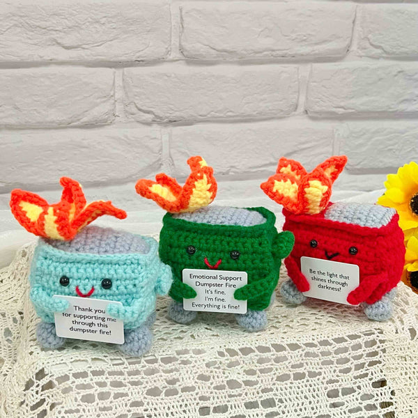 TOMOPOD LLC - Crochet Emotional Support Dumpster Fire Gifts, Handmade Toy