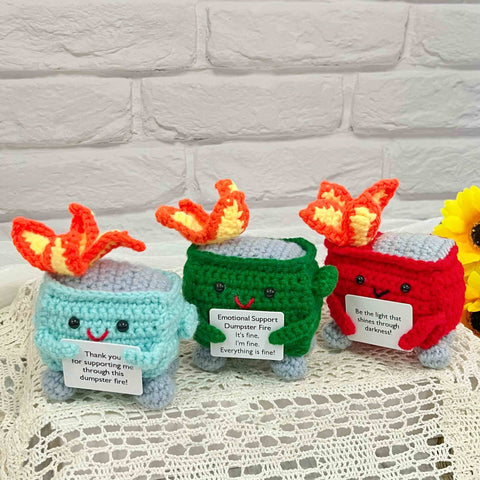 TOMOPOD LLC - Crochet Emotional Support Dumpster Fire Gifts, Handmade Toy