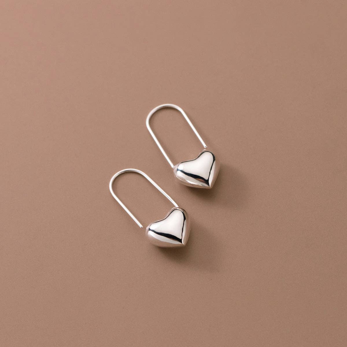 Perimade & Co. LLC - Minimalist Cute Heart Pin Earrings in 925 Sterling Silver