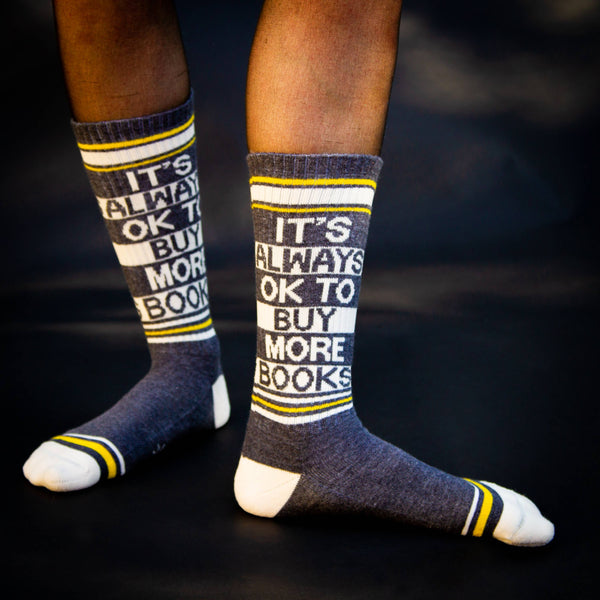 Gumball Poodle - It's Always OK To Buy More Books Gym Crew Socks