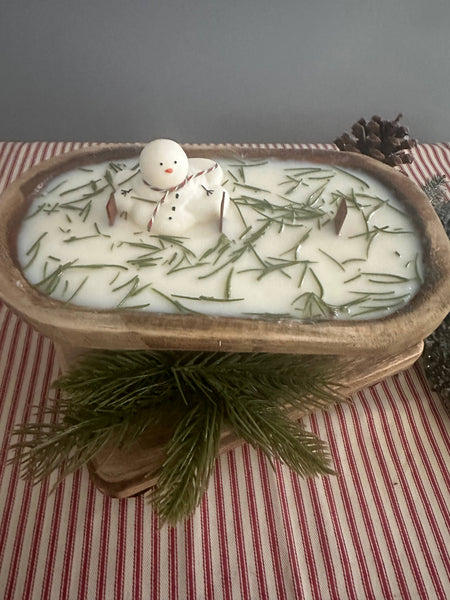 Shells Primitives/No Place Like Home - Snowman Dough Bowl Soy Wax Candle 